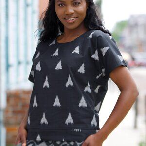 Fair Trade Genuine Ikat 100% Cotton Women's Shirt NWT 2XL / XXL Passion Lilie